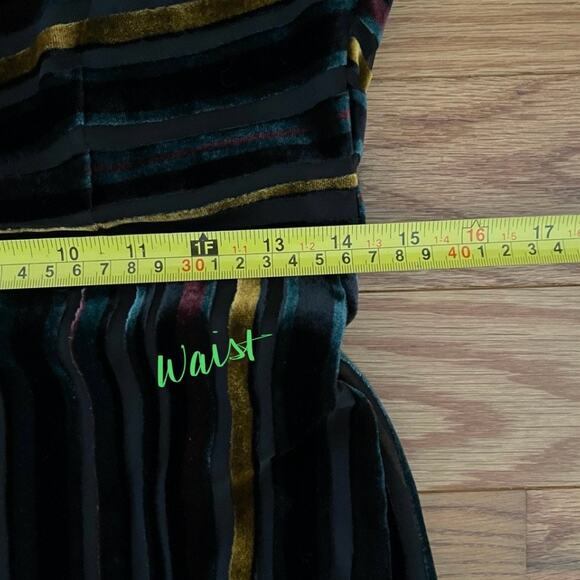 Forest Lily Velvet Burnout Jumpsuit Womens 6 Black Green Retro 70s Disco Classic - Picture 7 of 9